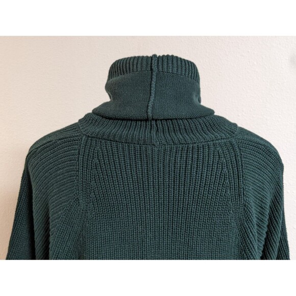 Women's Cabi # 3532 Cowl Pullover Forest Green Ruched Sleeve Sweater Size Small - Picture 8 of 13